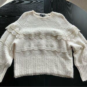 Express Cream Sweater with Lace Accents